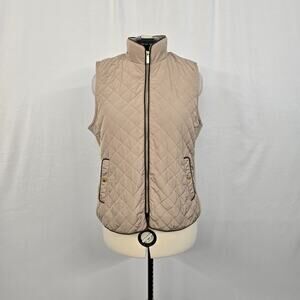 Cambridge Dry Goods Vest Jacket Women's XL Tan Quilted Full Zip